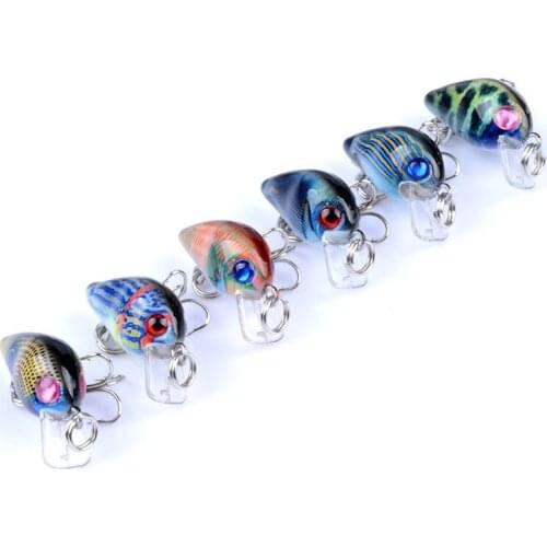 1pcs mini Coloured drawing Crankbait Fishing Lure 3cm/1.5g Artificial 3D eyes Hard Bait Topwater Minnow Japan Wobblers lures