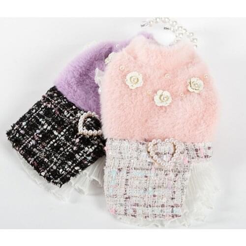 Pink Winter Cute Dog Dress Cat Dog Clothes Pet Dresses Princess Skirt Chihuahua Yorkshire Poodle Pomeranian Costume