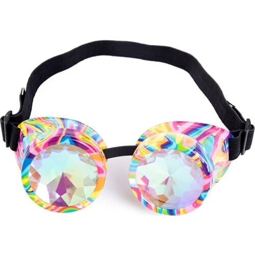 C.F.GOGGLE Rave Retro Steampunk Sunglasses Men Women Rainbow Glasses Goggles Cosply Steampunk Goggles Crystal Glass Lens