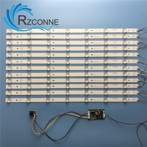 12 pcs 590mm LED Backlight 7 Lamp strip kit Board with Optical Lens Fliter for 55 58 60 inch LCD LED TV 12V input update CCFL