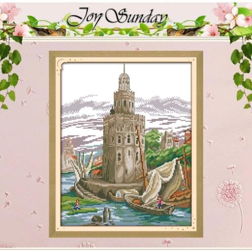 Seaside Castle Patterns Counted Cross Stitch 11CT 14CT Cross Stitch Set Wholesale Chinese Cross-stitch Kit Embroidery Needlework