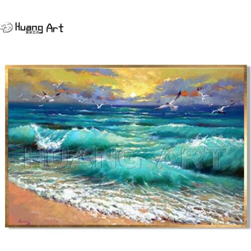 Skill Painter Handmade High Quality Sea Scenery Canvas Paintings Modern Seascape Oil Paintings Home Decorative Wall Art Picture