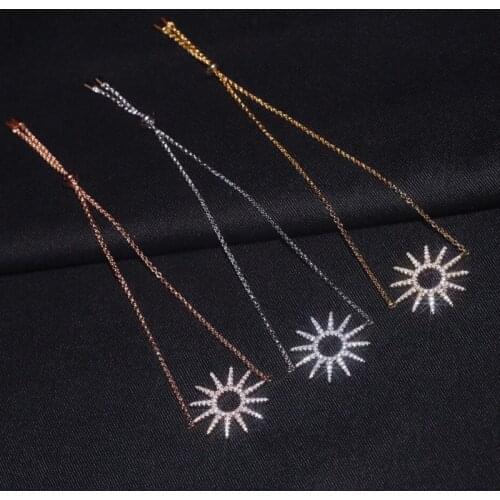 SLJELY High Quality 925 Sterling Silver 3 Gold Colors Sun Bracelet Micro Cubic Zirconia Adjust Chain for Women Fashion Jewelry