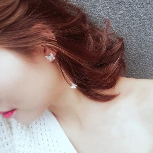 Womens hot explosion earrings long paragraph simple wild fashion silver size butterfly earrings gift серьги женские 50