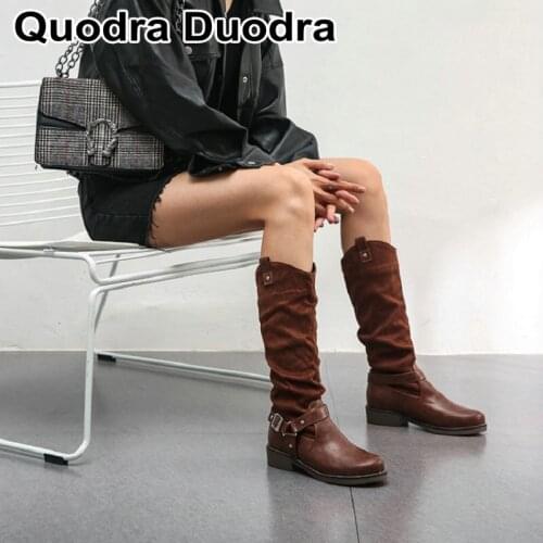 Women boots new winter Warm Plush knee high Boots Stretch Flock Winter Boots cowgirl riding equestrian pleated woman mid-calf bo