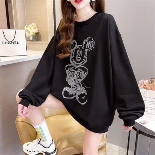 Disney Mickey Mouse Loose Pullover Cartoon Women Clothes Long Sleeve Tops Autumn Winter Female Hoodies Fashion Hooded Streetwear