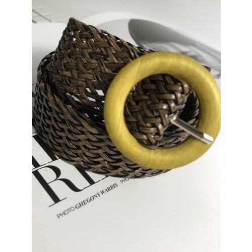 2019 Special Offer Sale Cinto Cinturon Hombre Belts For Women Vintage Woven Belt Do Old Round Buckles Clashing Color For Dress