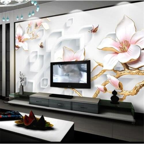 Beibehang 3d custom photo wallpaper murals wall stickers Flowers rich and colorful embossed magnolia 3D stereo TV backdrop