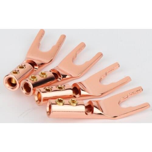 4PCS HI-END Speaker cable spade connector red copper audiophile