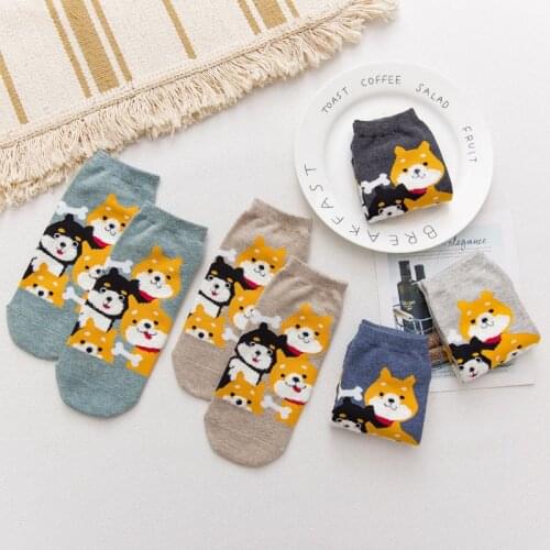 5 Pairs High Quality Women Lovely Socks Spring Autumn Funny Animal Socks Fashion Ladies Girls Cotton puppy Dog Ankle Socks