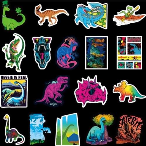 50pcs/Pack Kids Cute Animal Dinosaur Funny Stickers Waterproof Skateboard Suitcase Phone Luggage Laptop Stickers Classic Toys