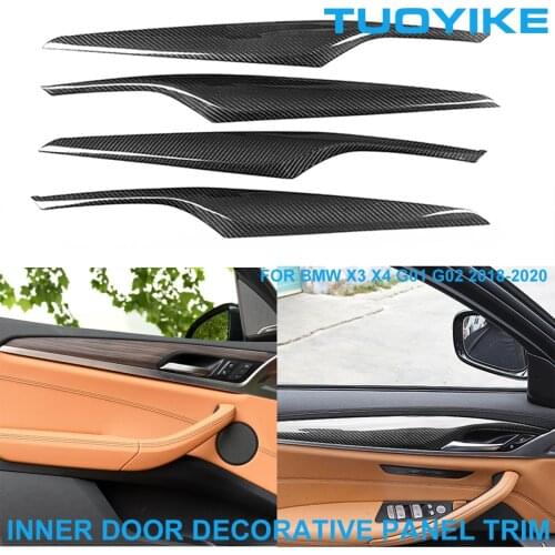 LHD RHD Car Styling Real Carbon Fiber Interior Inner Door Panel Trim Cover Decorative Sticker For BMW X3 X4 G01 G02 2018-2020