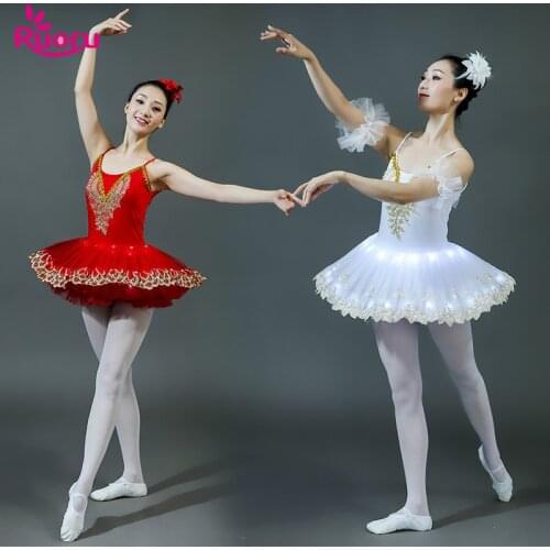 Ruoru White LED light ballet tutu adults kids child women professional ballet tutu swan lake girls ballet dress ballerina party