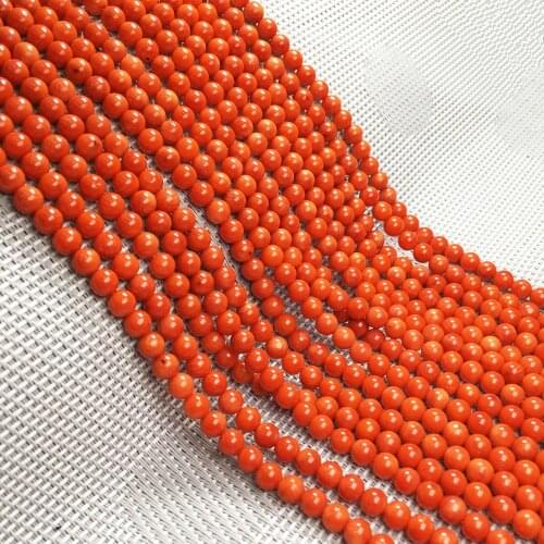 Natural Stone Coral Beads Round Shape Punch Loose Spacer Beads for Jewelry Making Bracelet DIY Necklace Accessories Strand 15