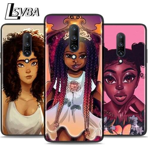Black Silicone Case African Beauty Girl For OnePlus 5 5T 6 6T 7 7T 8 8Pro Super Bright Glossy Phone Case Cover