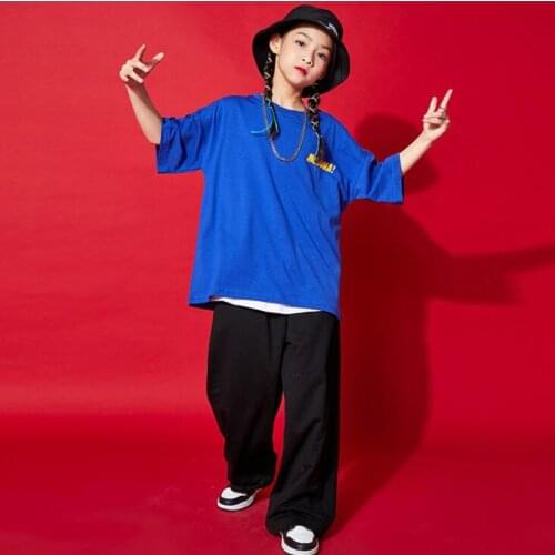Kids Cool Hip Hop Clothing Oversized Tshirt Tops Streetwear Running Jogger Pants for Girls Boys Stage Show Dance Costume Clothes