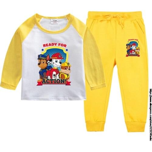 PAW PATROL Autumn Cute Childrens Clothing Set Cartoon Boy girls Sleepwear Suits Kids Long Sleeves Top + Pants Baby Home Clothes