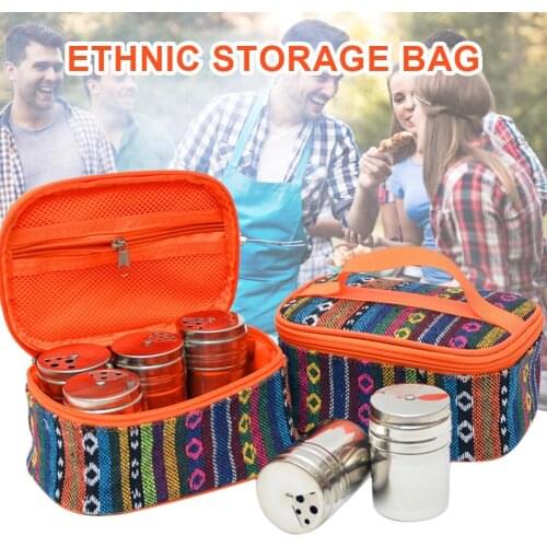 Travel Makeup Bag Tableware Bag Picnic Bag BBQ Spice Condiment Bottles Storage Bag Camping Barbecue Seasoning Bottle Organizer