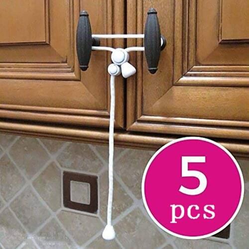 5pcs Baby Child Safety Cabinet Lock Rope for Knobs Child Safe Cabinets Latches Strap for Kids Proofing Kitchen Buckle Hooks Door