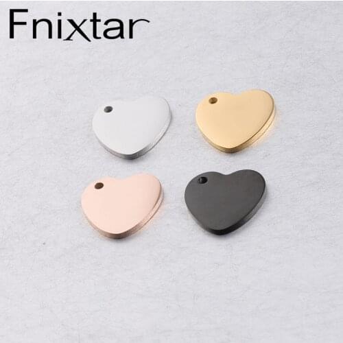 Fnixtar Love Heart Stamping Blanks Tags Mirror Polishe Stainless Steels DIY Hearts Charm Finding 15*15mm 20piece/lot