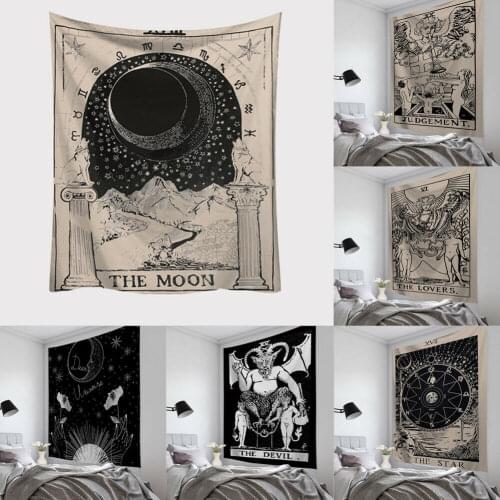 Print Tarot Card Tapestry Sun Window Wall Hanging Astrology Divination Bedspread Beach Mat Home Bedroom Decor