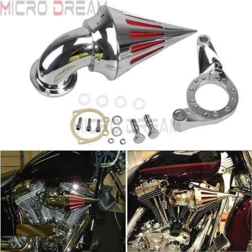 Chrome Billet Motorcycle Slotted Spike Air Intake Cleaner Filter Kit Washable Filters For Harley CV Carburetor Delphi V-Twin