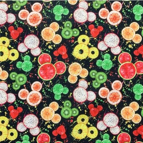 Cartoon fruit pineapple watermelon Polyester cotton Fabric for Kids Cloth Hometextile Cushion Cover DIY Material Kid clothes