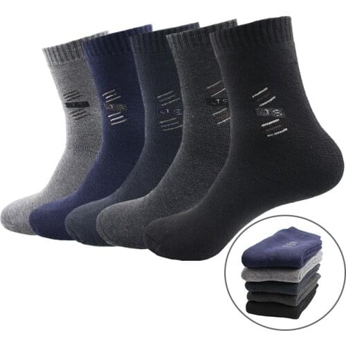Socks Men Winter Cotton Black Gray Classic Business Casual Crew Socks Warm Thick Excellent Quality Breathable Male Sock meias