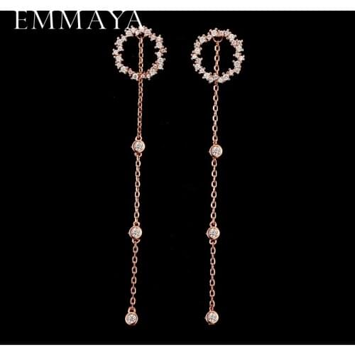 EMMAYA 2017 New Rose Gold-color Drop Earrings Fashion Long Tassel Earrings for Women Engagement Wedding Jewelry