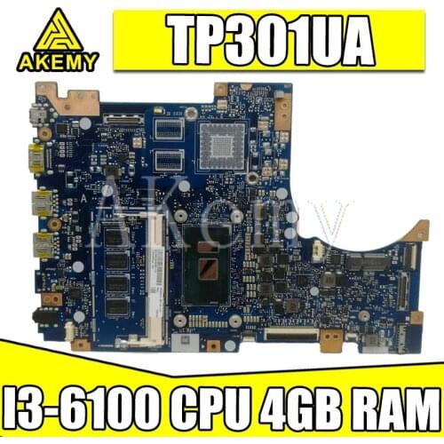 New!!! For Asus TP301U TP301UA TP301UJ TP301UJ Laptop motherboard TP301UA Mainboard 100% Tested I3-6100 CPU 4GB RAM