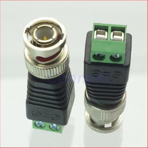 100 pcs CAT5 To Camera CCTV Video Balun BNC male plug AV Screw Terminal Connector