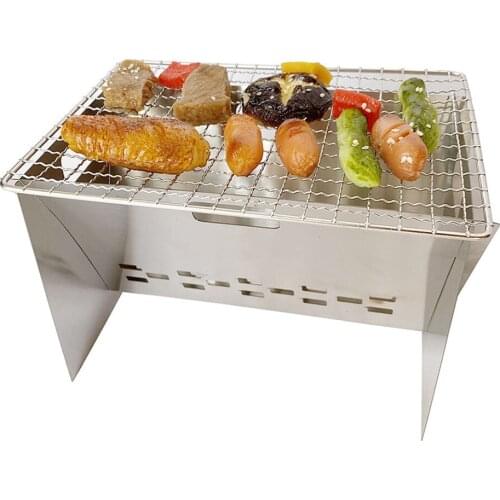 Mini Portable BBQ Grill Stove Stainless Steel Camping Picnic Charcoal Barbecue Stove Household Kitchen Tools Outdoor Tableware