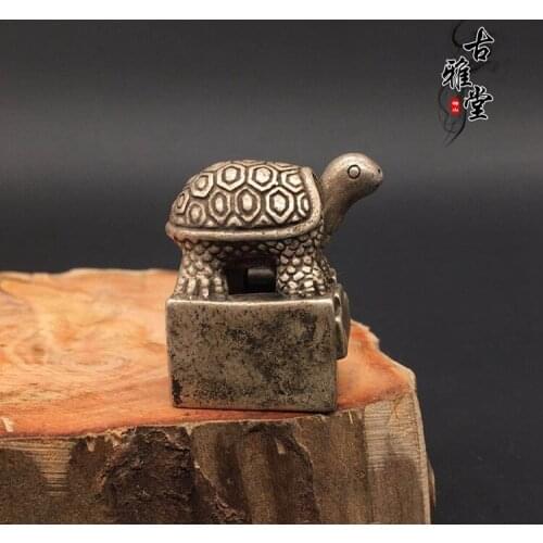 Antique collection silver plated seal Little Turtle seal statue