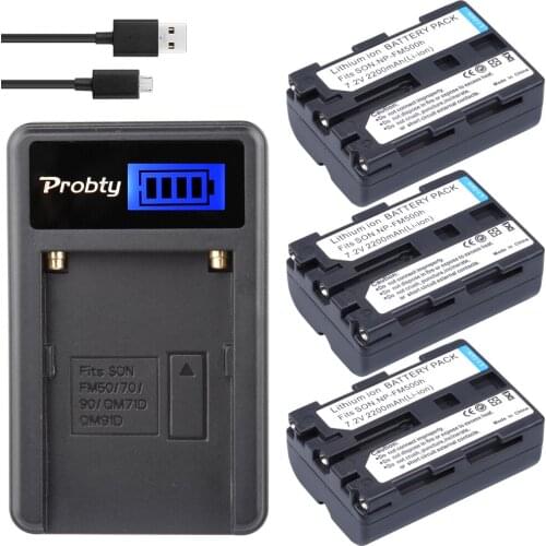 Probty 3pcs NP-FM500h NP FM500h Battery + Charger For SONY A57 A65 A77 A450 A58 A99 A550 A560 A580 A900 A700 A200 A300 A350