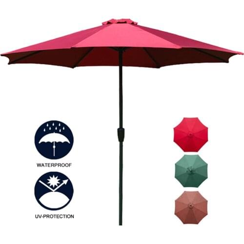 HooRu 8ft Garden Patio Umbrella Market Umbrella with Crank UV-Protection Waterproof Outdoor Furniture Fishing Canopy Parasol
