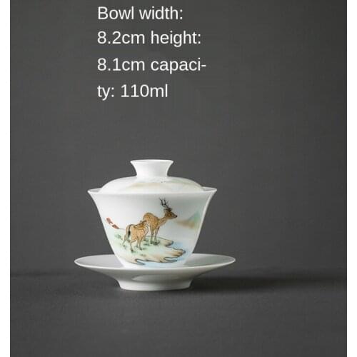 Tureen Gaiwan Egg-Shell Porcelain Tea Brewing Bowl Large Porcelain Kung Fu Tea Set Custom Direct Sales Gaiwan Handpainted