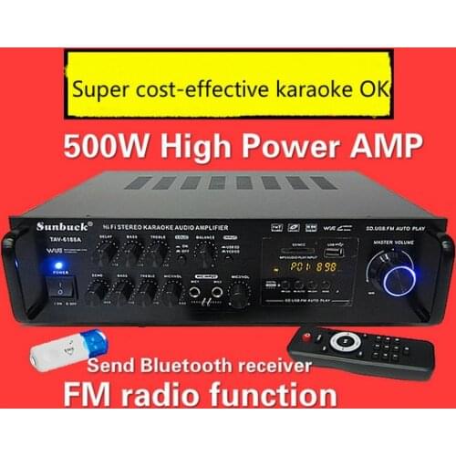 TVA-6188A / TVA-6188BT 2.0 channel 500W 220/12V With Bluetooth HIFI Karaoke home theater stereo audio amplifier