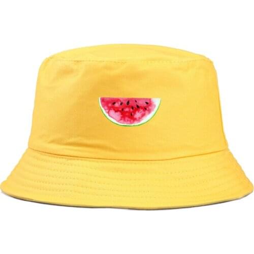 Unisex watermelon print Foldable Bucket Hat summer Beach Sun Hat Street Headwear Fisherman Outdoor Cap Men and Woman Hat