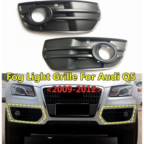 WL Car Front Bumper Racing Grills Fog Light Grille For Audi Q5 2009 2010 2011 2012 Foglamp Frame ABS Replacement OEM 8R0807681