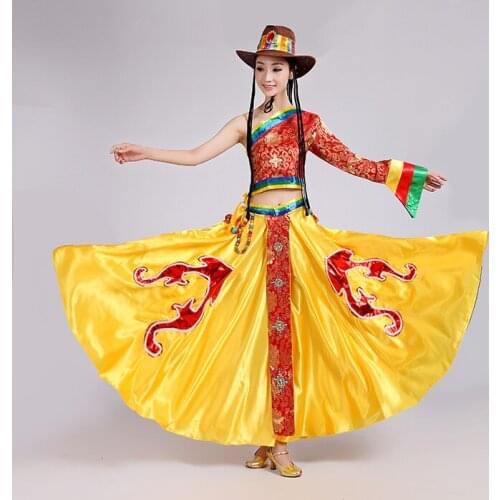 Women Tibetan Dance Dress Kids National Mongolian Dance Costume Female Chinese Folk Dance Costume Stage Costumes for Singers 89