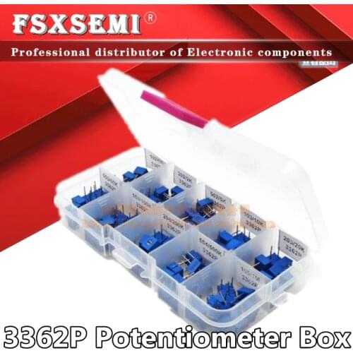 10values*5pcs=50pcs/box 3362P 500R-1M ohm 3362 Potentiometer 101-105 Multiturn trimming potentiometers kit