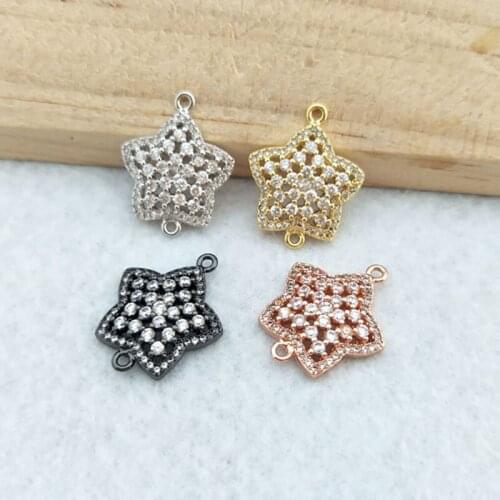 10 Pieces CZ zircon Micro Pave five-pointed star Connector,Double Bails Beads Charm,for DIY Bracelets Jewelry Finding CT369