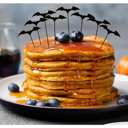 10pcs Halloween Bat Topper Acrylic Cake Topper Dessert Inserted Card Home Party Decorative