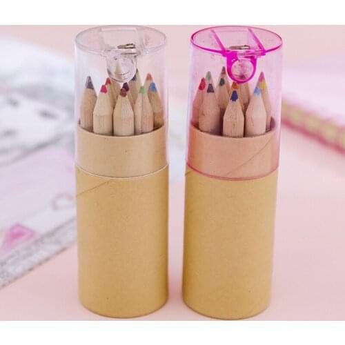12 color lead wood color barrel pencil childrens painting supplies
