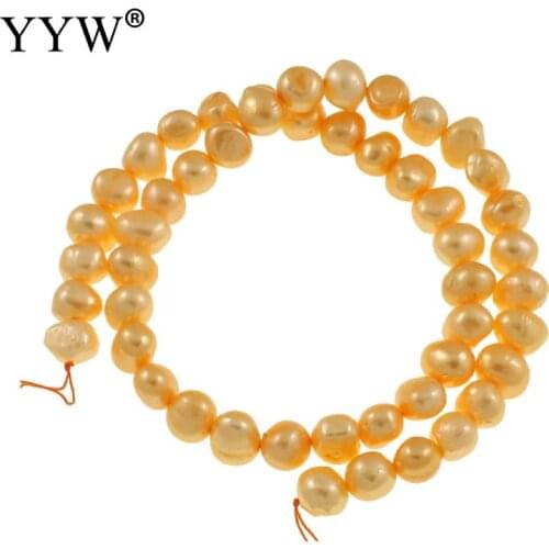 14.7 Inch Orange 8-9mm Loose Beads Cultured Baroque Freshwater Pearl Beads for DIY Elegant Necklace Bracelet Jewelry Making