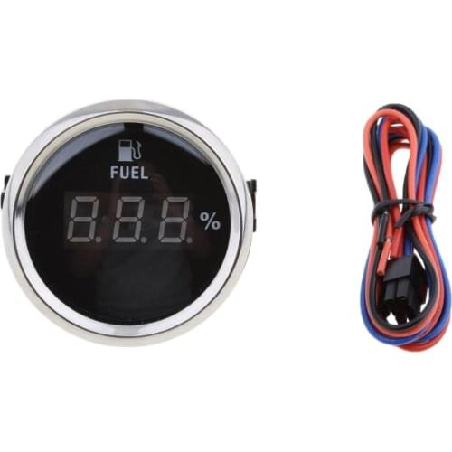2' 52mm Black Chrome Digital fuel level gauge 0-190ohm signal Indicador de nivel de combustible jauge de carburant Auto Parts