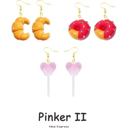 25 Style Fashion Cute Sweet Lovely Cherry Lollipop Doughnut Ice Cream Marshmallow Croissants Fries Coffee Earrings Women Girls