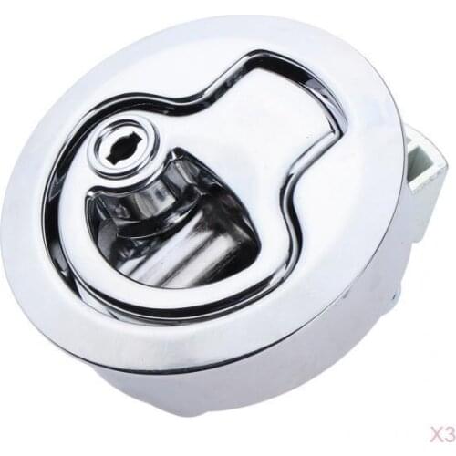 3 Pack Marine Gate Slam Latch Keyed Locking 2 inch 50mm, 316 Stainless Steel Boat Hatch Lift Handle