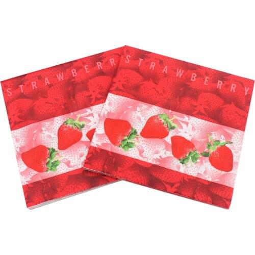 33*33cm 20pcs/lot Strawberry Fruit Series Paper Napkins Color Printing Napkins Paper Birthday Party Decoration Paper Napkin