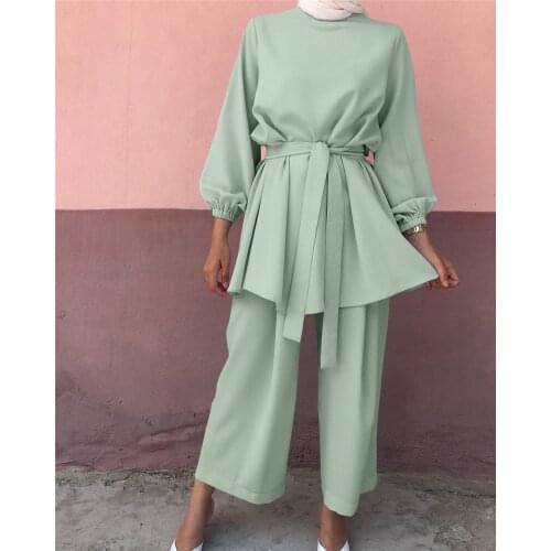 Aid Mubarek Two-pieces Muslim Sets Abaya Turkey Hijab Dress Caftan Kaftans Islam Clothing Abayas For Women Musulman Ensembles